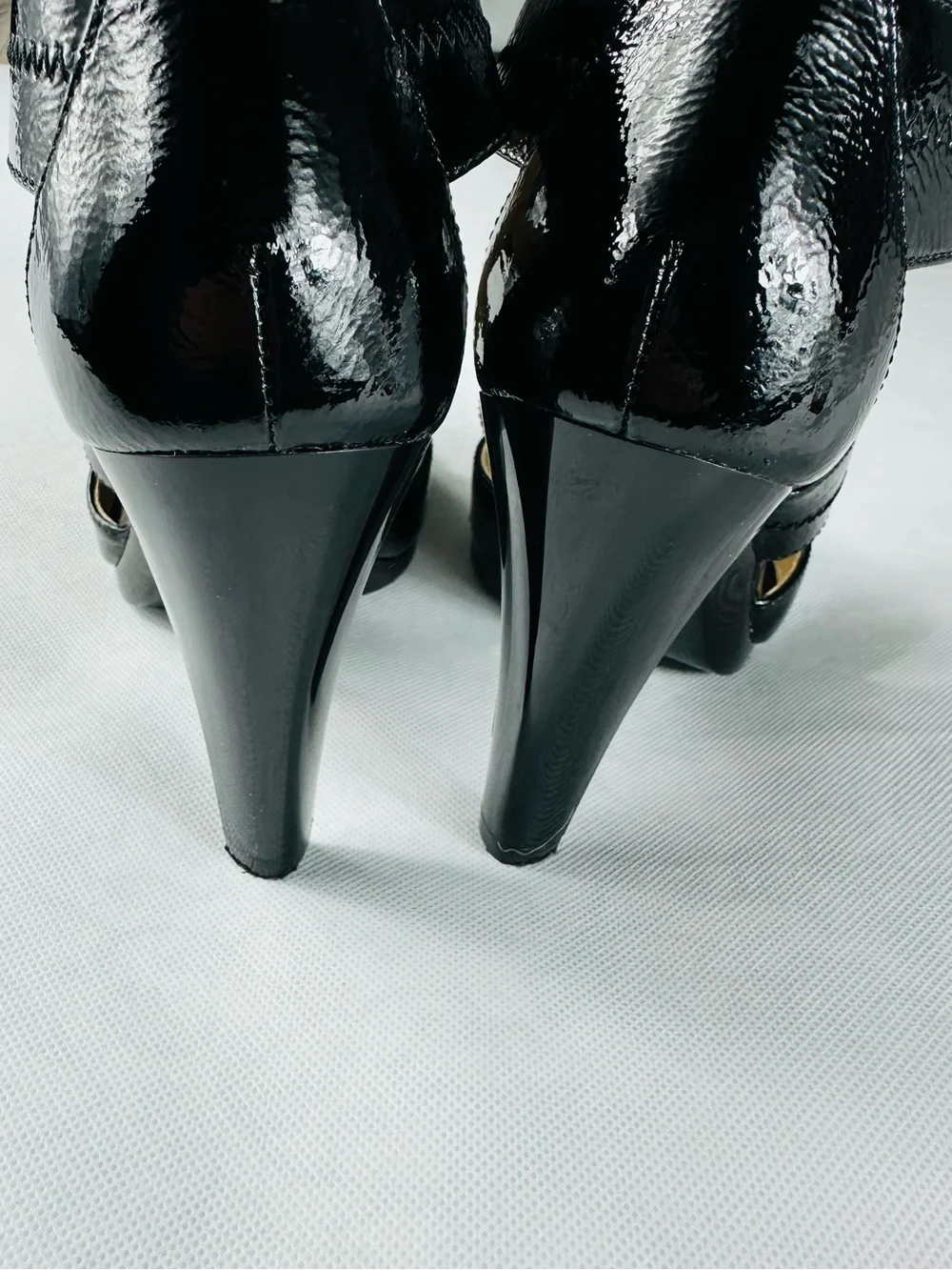 MICHAEL Michael Kors Black Patent Leather T-Strap Zip High Heels